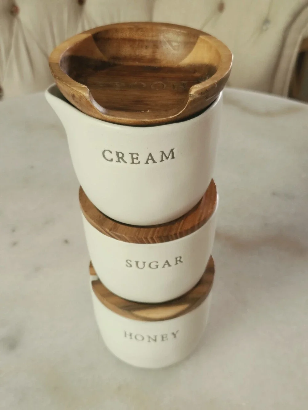 Hearth & Hand Magnolia Stoneware 4pc Set - Sugar, Honey Cream, and Spoon Rest